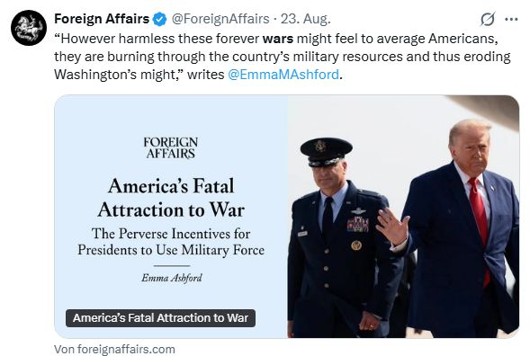 Die fatale Anziehungskraft des Krieges auf US-Eliten